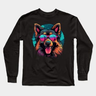 Retro Wave Shepherd Dog Long Sleeve T-Shirt